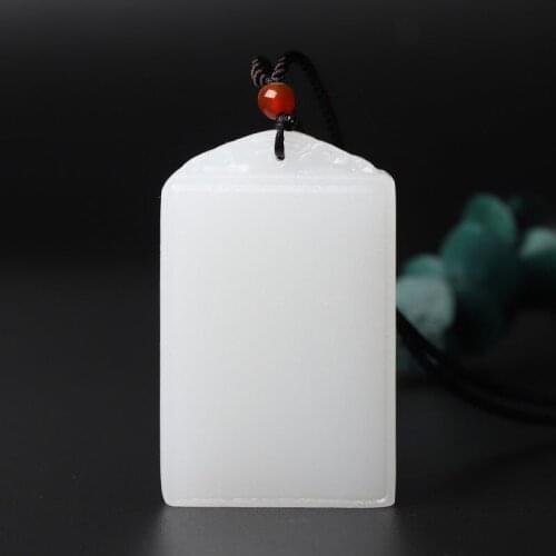Top Natural White Jade Pendant Necklace For Women Lady Men Healing Love Gift Beauty Jewelry 60x40mm Beads Reiki Gemstone AAAAA