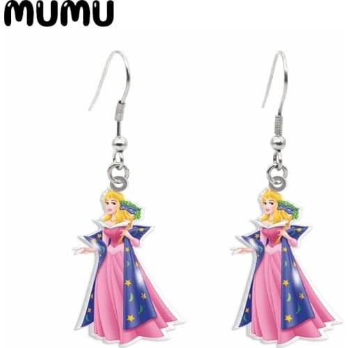 2020 New Princess Aurora Dangle Earring Sleeping Beauty Acrylic Earrings Handmade Jewelry Epoxy Resin Fish Hook Earring
