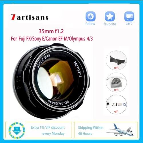 7artisans 35mm F1.2 Professional Micro SLR Camera Lens for Sony E Canon EOS-M Fuji FX M43 Nikon Z Mount Photography Accessories