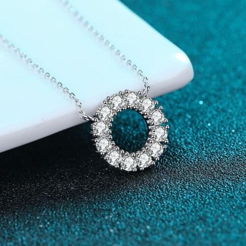 Silver 925 Original Diamond Test Past Round Brilliant Cut D Color Moissanite Full Gemstones Korean Pendant Necklace for Women