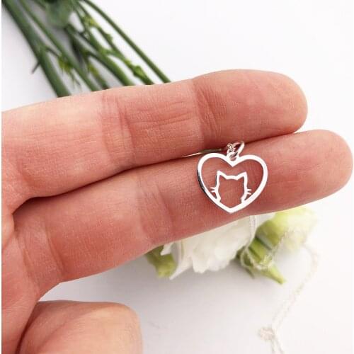 Tiny Kitten Cat Charm Heart Necklaces Mom Lover Gift Animal Jewelry Various Pendant Necklace Women Girl