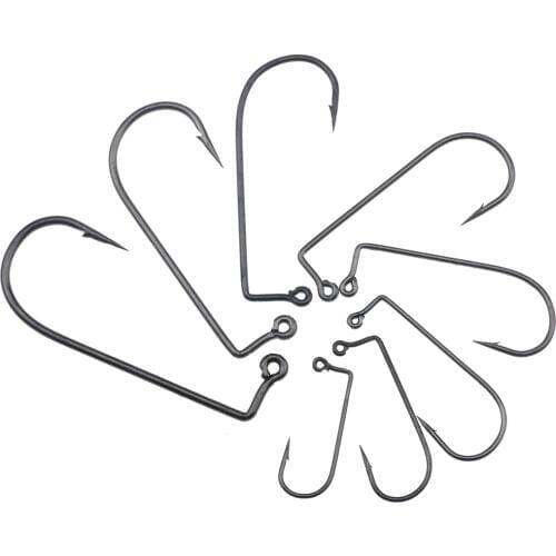 Rompin 50pcs/bag 90 Degree Jig Fly Tying Strong Wire Saltwater Freshwater Fish Hook Aberdeen jig fishing size 6 4 2 1 1/0-4/0