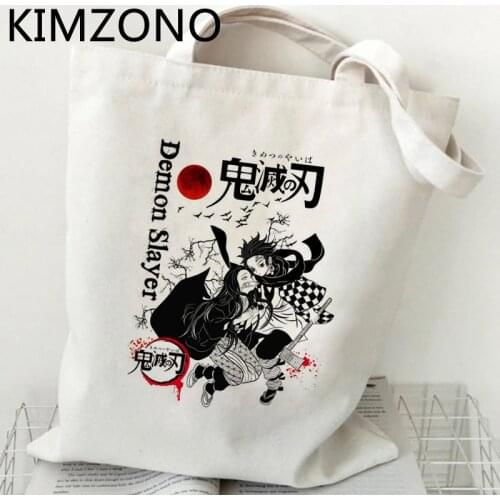 Demon Slayer shopping bag eco cotton handbag shopper bolsas de tela bag woven bolsas reutilizables sac cabas sac toile