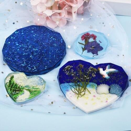 Triangular Cut Round Heart Resin Coaster Silicone Mold Casting Molds DIY Handmade Epoxy UV Resin Crafts Mould Tools