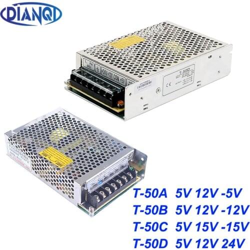 Triple output power supply 50w 5V 7A, 12V 1A, -5V 1A power suply T-50A ac dc converter good quality