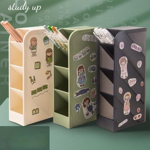 Creative Fashion Oblique Pen Holder Wheat Stalk Korean Style Multi-function Desktop Storage Box Office Stationery Kawaii Pen Cup