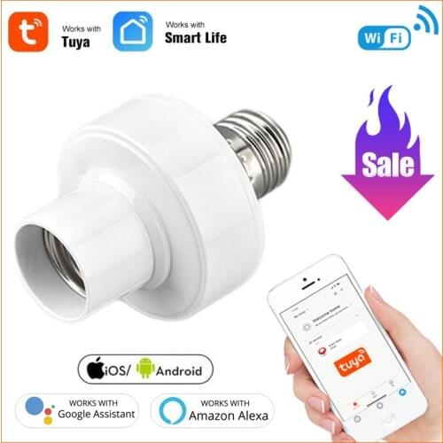 Tuya Smart Life Wifi Smart Light Bulb Socket Adapter E27 E26 85V-250V Switch Lamp Base Holder For Alexa Google Home Smart Life