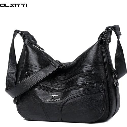 Vintage Soft Solid Color Leather Shoulder Crossbody Bags for Women 2021 Ladies Casual Concise Luxury Designer Messenger Bag