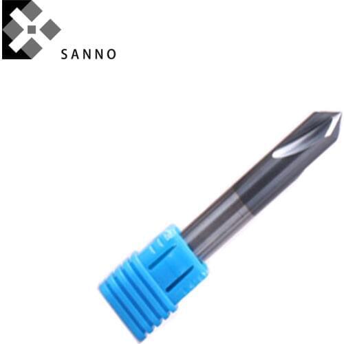 Tungsten steel chamfer cutter 60 / 90 / 120 degree HRC55 cnc end mills for aluminum and steel