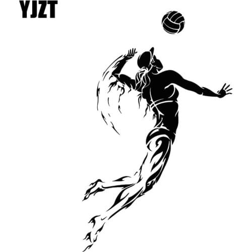 YJZT 10.2CM*17CM Volleyball Player Sports Girl Woman Decor Vinyl Car Styling Stickers Black/Silver Interesting C31-0064