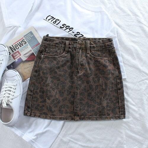 Sexy Leopard print denim skirt women Summer bodycon high waist pencil skirt Streetwear women fashion casual mini skirt faldas