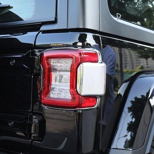 TAJIAN ABS Rear Tail Lights Cover Trim Rear Tail Lamp Hoods Decor Protect Cover Stickers Accessories For Jeep Wrangler JL 18-21
