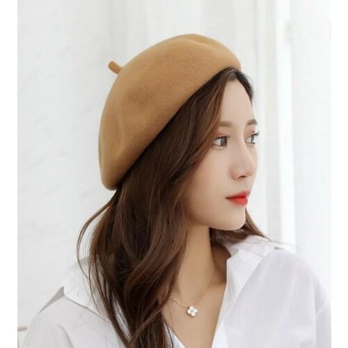 K156 Lady Winter Caps Beret Female Autumn And Winter Version Wild Woolen Retro Beret Hat British Octagonal Pumpkin Painter Hat