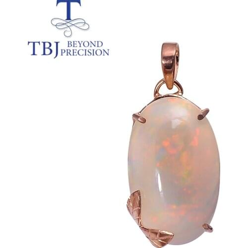 TBJ ,12.8ct big opal pendant necklace tree leaves design 100% Natural Opal pendant 925 sterling silver fine jewelry for women