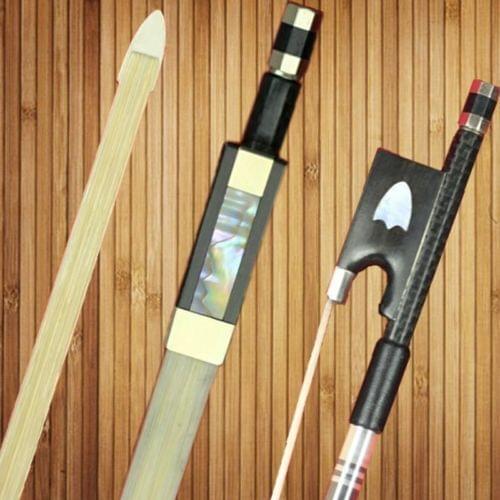1 Pc Brand New Light Plaid Carbon Fiber 4/4 Violin Bow Nickel Silver Parts Accessories White Hair Ablone Inlayed Frog