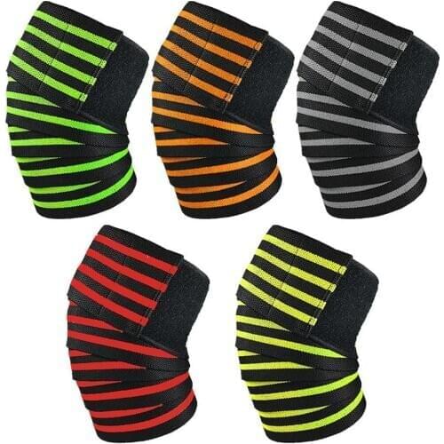 1Pc Stripe Knee Support Professional Protective Outdoor Sport Workout Compression Bandage Breathable Knee Brace Guard Protector