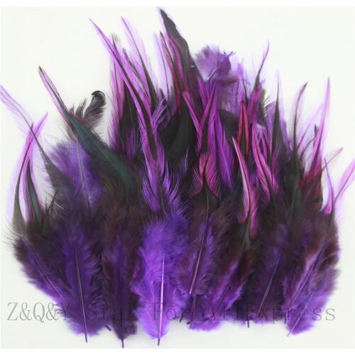 Natural12-15CM(5-6 inches) Pheasant Silver Edge Pointed Hair Dyed Purple 100PCSDIY Craft Ornament Material Dream Catcher Feather