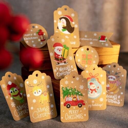 100Pcs Noel Paper Tags Merry Christmas Tree Ornaments DIY Crafts Label Navidad 2021 Christmas Decorations for Home New Year 2022