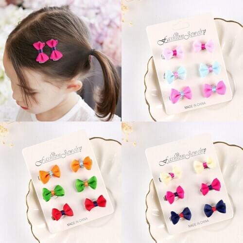 120set/lot 6pcs/set DIY Simple Multi Alloy Bowknot Safety Hair Clips Baby Bang Hairpins Hair Styling Tools Accessories HA1508