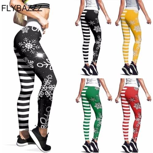 2020 SEXY Christmas Prints Women Yoga Pants High Waist Sport Women Leggings Gym Elastic Fitness Long Tights Girl Running Pants