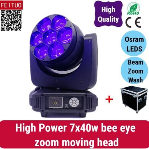 4 with fly case/lot new light 7x40w rgbw zoom led moving head light mac aura 7pcs 40w beam led moving head light