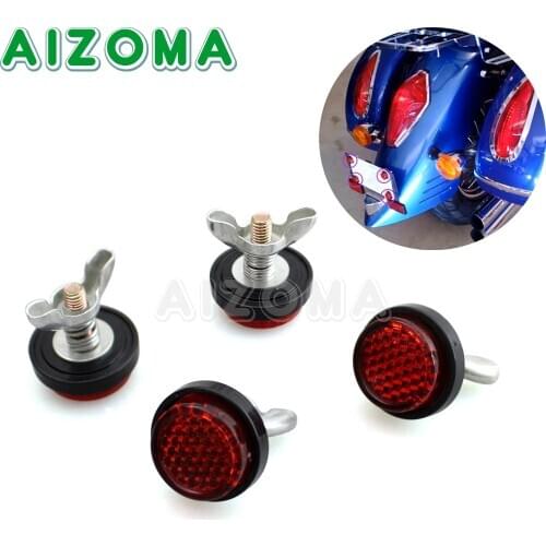 4pcs Motorcycle License Number Plate Reflectors Red Mini Warning Reflective Universal for Harley Touring Cruiser Scooter Truck