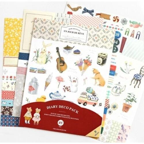 9 Pcs / Pack Korea Cute Animal Stickers Wholesale Small Fresh Paper + Pet Sticker Set Diary Decorative Stickers