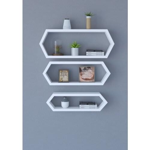 Ahşap Dekoratif 3'li Uçan Raf Kitaplık Gizli Duvar Monte oturma odası yatak odası için çok amaçlı