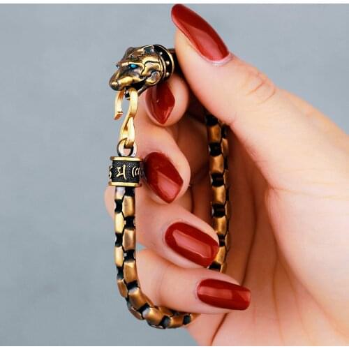 Leopard Animal Mens Womens Copper Bracelet Brass Bangle Vintage Punk Hip Hop for Couple Girl Boyfriend Jewelry Gift Wholesale