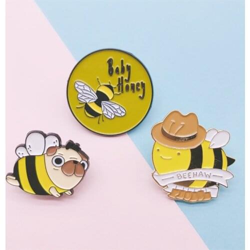 Cartoon Cute Sweet Animal Bee Round Bird Butterfly Brooch Clothes Bags Pin Alloy Badge Fashion Woman Jewelry Gift For Friends