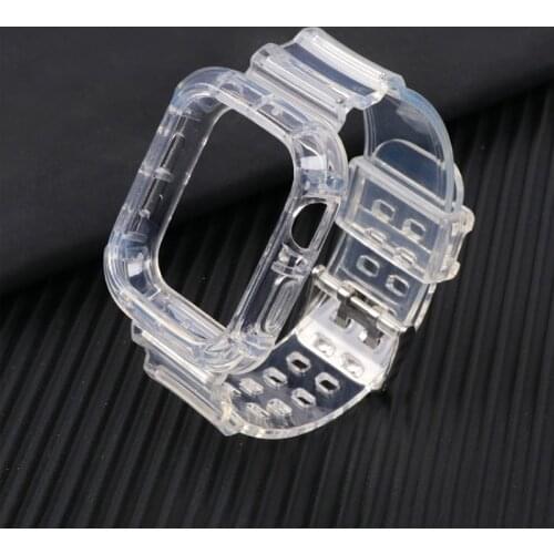 Case+Strap for Apple Watch Band 44mm 40mm 42mm 38mm Accessories Soft Silicone Bracelet Transparent apple watch series 6 se 5 4 3