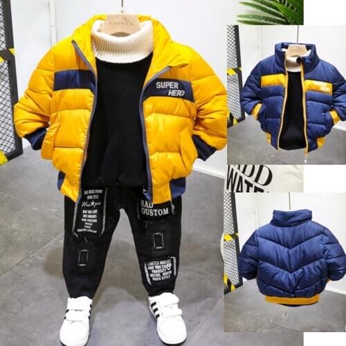 Children Clothing 2019 Winter Toddler Boys Clothes Set Winter coat,plush T-shirt,plush pants 3pcs Outfit Boys Clothing Sets 2-6y
