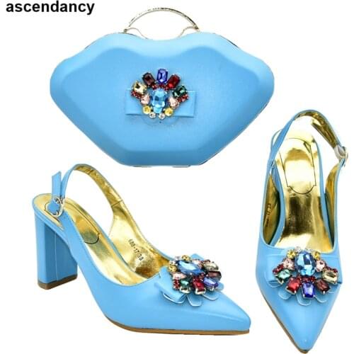 Italian Wedding Shoe and Bag Set Shoes and Bags To Match Women Pumps Buckle Strap Shoes Woman High Heel Elegant Pointed Toe