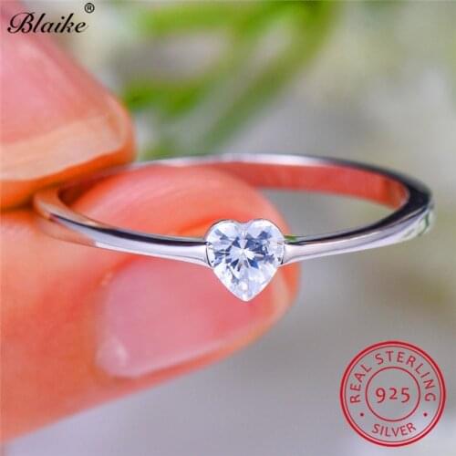 S925 Sterling Silver Rings For Women Minimalist Small Heart Ring Wedding Bands Dainty Stacking Thin Ring Promise Engagement Ring