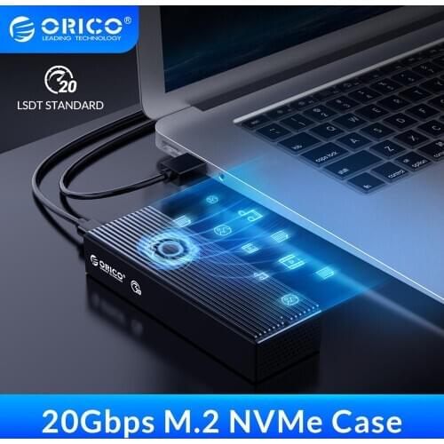 ORICO LSDT 20Gbps M.2 NVME SSD Case with Built-in Cooling Fan Type-C M2 NVME SSD Enclosure For M.2 NVME 2230 2242 2260 2280 SSD