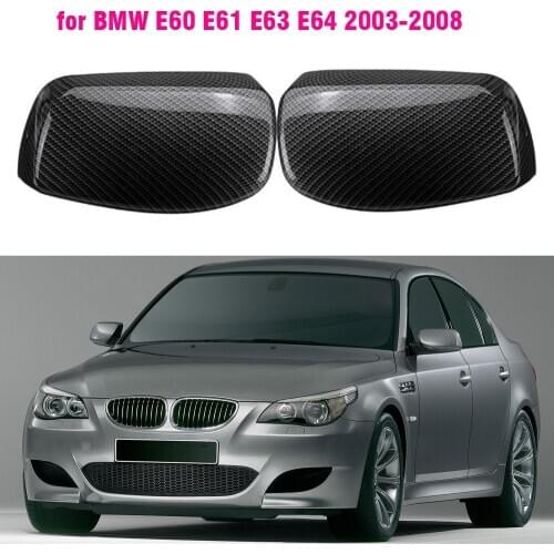 Rearview Mirror Cover Cap Carbon Fiber / Black for BMW 5 Series E60 E61 E63 E64 2004-2008 520i 525i 528i 528xi 530i