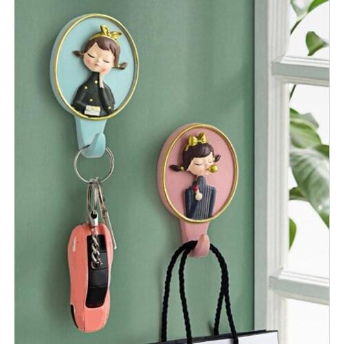 Hanging Hook Household Wall Decoration Nordic Style Wall Mount Blowing Bubble Girl Hanger for Bedroom