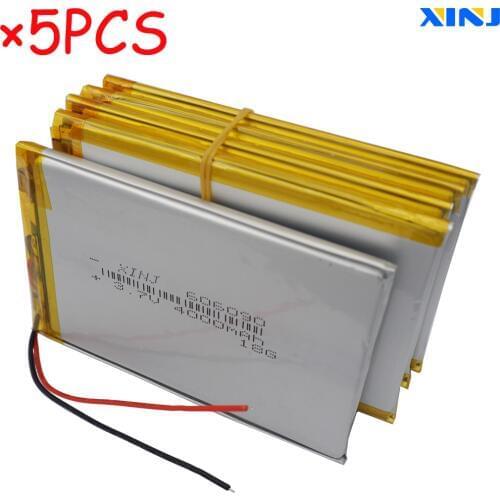 XINJ 5pcs 3.7V 4000mAh lithium polymer battery lipo cell 606090 For PSP PS5 GPS PDA MID PSP Phone PDF Power bank Portable DVD