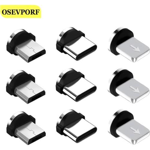 5PCS Magnetic Suction Cable Adapter Mobile Phone Cable Micro USB Type C Dust Plugs Magnetic Tips For iPhone Charger Connector