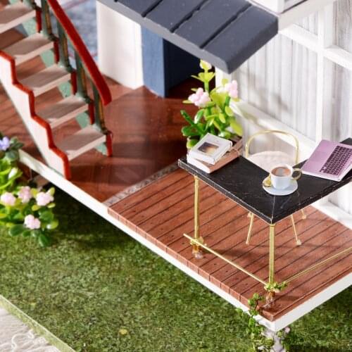 Dollhouse Miniature with Furniture & LED Light DIY Dollhouse Kit Mini Wooden