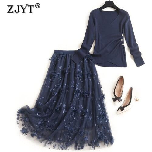 2020 Fashion New Autumn Women Long Sleeve Pullover Knitted Top and Skirt 2 Piece Matching Set Outfit