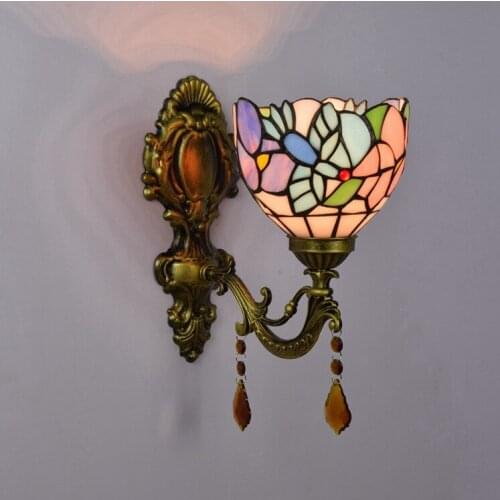 Fashion tiffany Mediterranean Mermaid mirror light fashion rustic wall lamp bed lamps