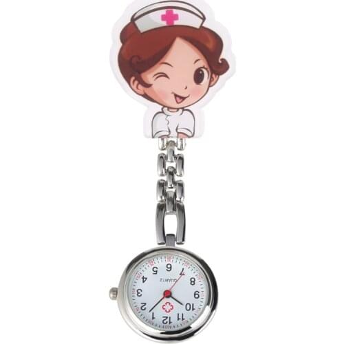 Cartoon Nurse Quartz Pocket Watch Retro Women Men Steel Clip Arabic Numerals Dial Pendant Watch Nurses Doctors reloj enfermera