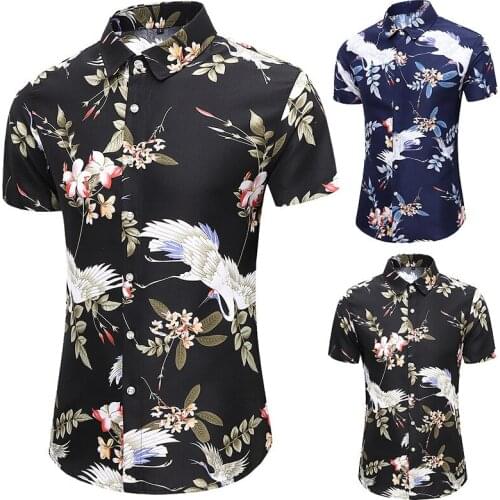 2021 Summer New Mens Casual Beach Style Large Size Printing Short-sleeved Shirt Multicolor Mens Shirts Size M-7XL