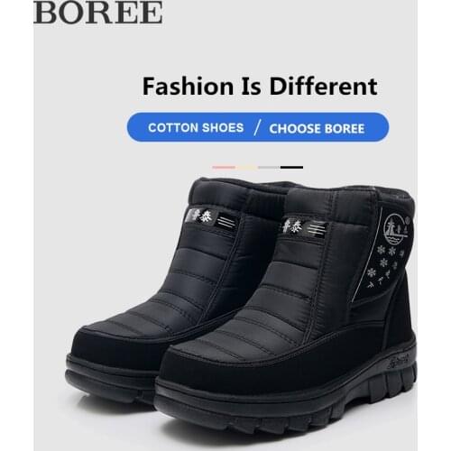 New Winter Shoes For Men Black Paltform Boots Outdoor Antiskid Waterproof Shoes Plush Ankle Snow Boots Unisex Warm Cotton Shoes