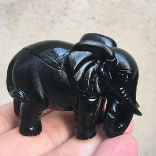 Natural obsidian elephant quartz crystal carved crystal Skull Halloween 1PC