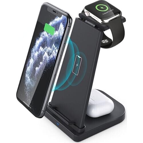 New 18W 3 in 1 Wireless Charger for iPhone for Airpods for iWatch 5 4 3 Fast Charge Qi Wireless Charging Station Stand for Phone