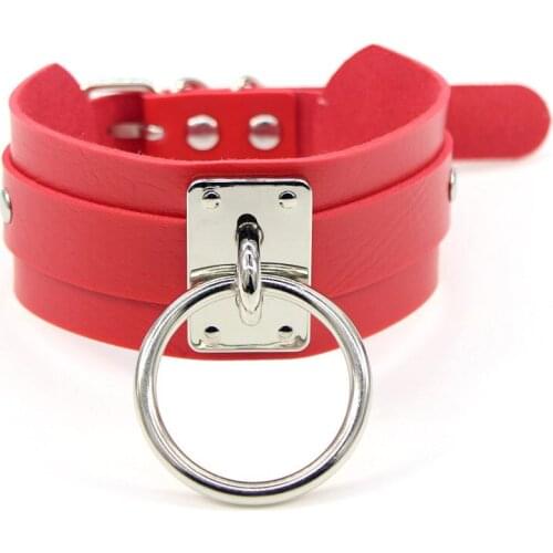 New Fashion Sexy Handmade Choker Necklaces Punk Leather Collar Necklace Silver Color Metal O-Round Party Jewelry