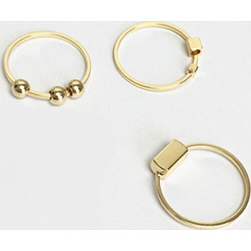 New design classic 3 rounds geometric metal glossy ring sets for women 2020 popular wedding finger jewelry tail rings wholesale