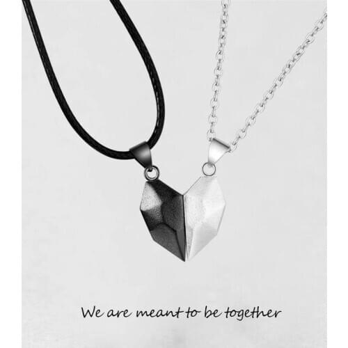 Two Souls One Heart Necklace Couple Neck Chain Lightweight Simple Pendant Gift for Men Women B88